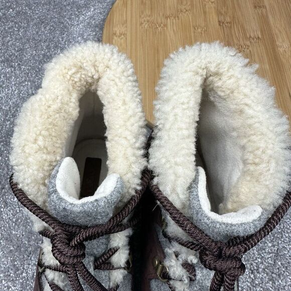 Sorel Sneakchic Alpine Booties Women 9.5 Red Gray Shearling Fur Lined NL3287908 - Picture 10 of 11